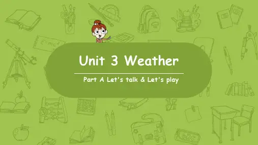 人教PEP版小学英语四年级下册 Unit 3 Weather 第一课时 教学课件PPT