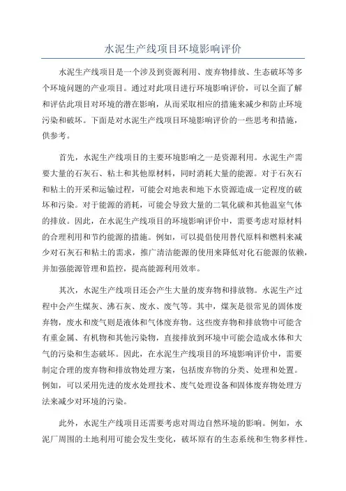 水泥生产线项目环境影响评价
