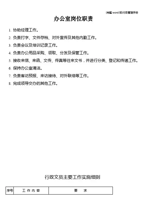 (完整word版)行政管理手册