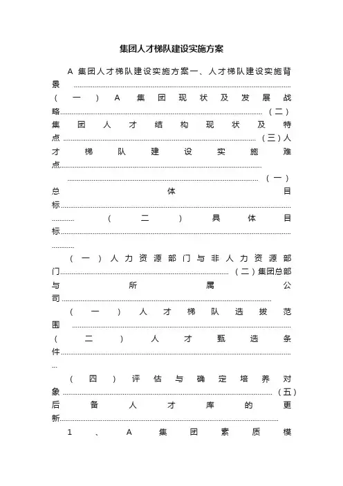 集团人才梯队建设实施方案