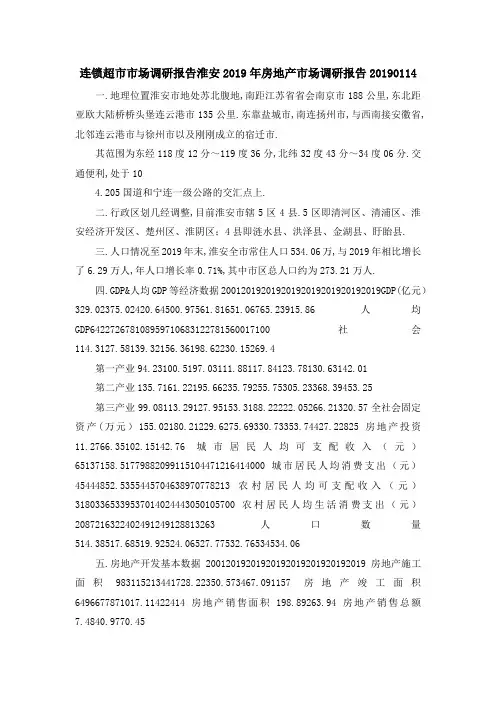 连锁超市市场调研报告 淮安2019年房地产市场调研报告20190114 精品