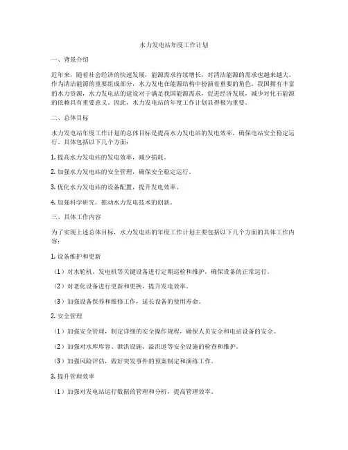 水力发电站年度工作计划