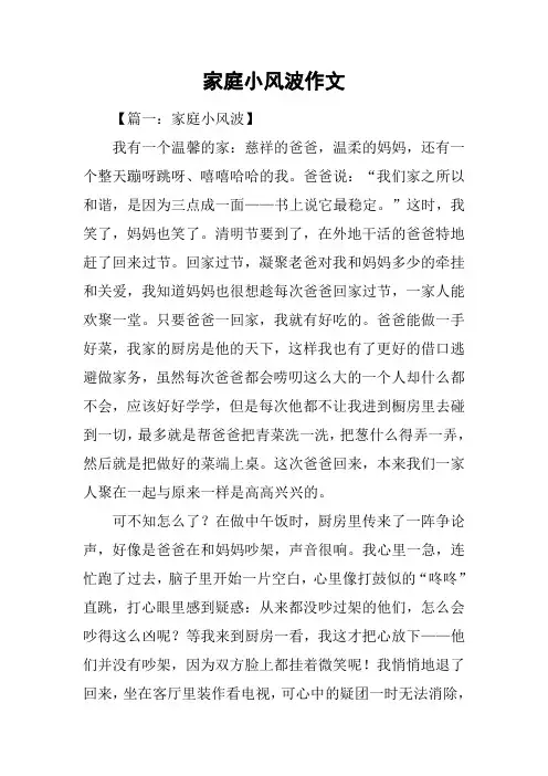 家庭小风波作文