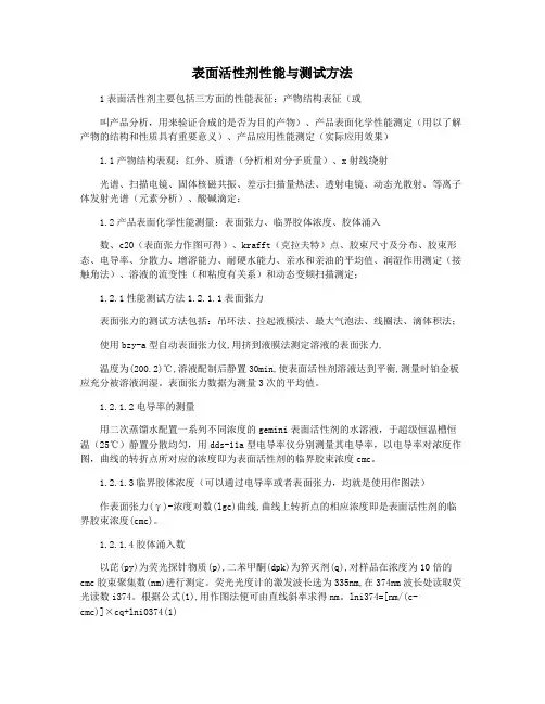 表面活性剂性能与测试方法