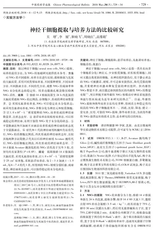 神经干细胞提取与培养方法的比较研究