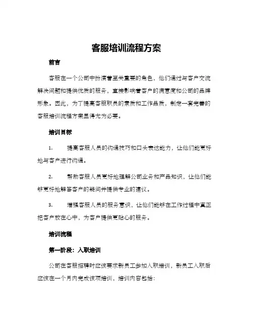 客服培训流程方案