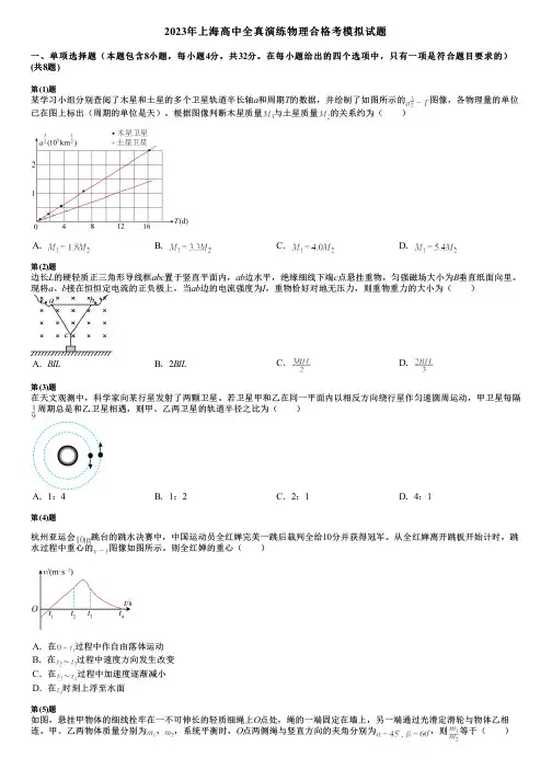 2023年上海高中全真演练物理合格考模拟试题