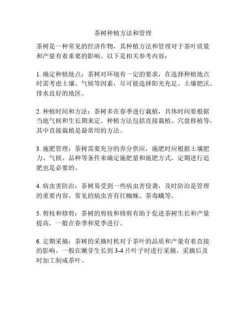 茶树种植方法和管理