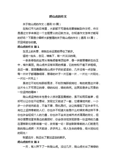 关于爬山虎的作文（通用33篇）