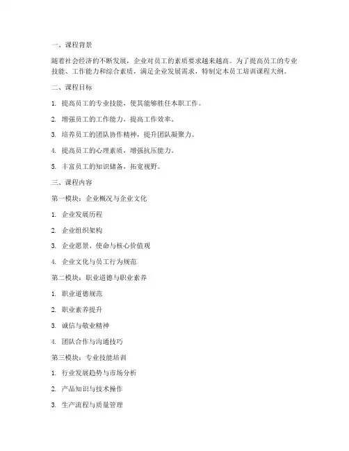 员工培训的课程大纲模板
