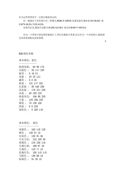 RGB颜色参数