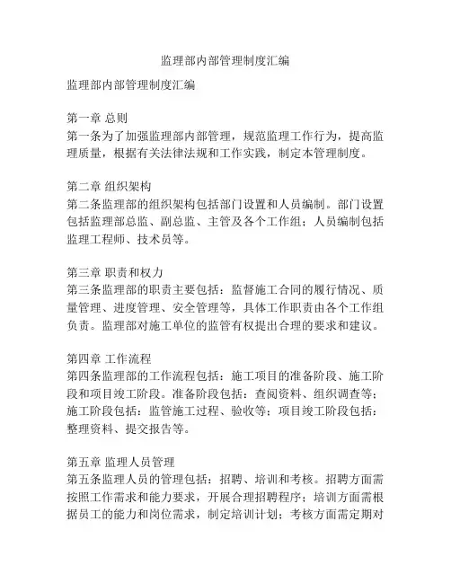 监理部内部管理制度汇编