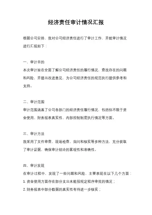 经济责任审计情况汇报