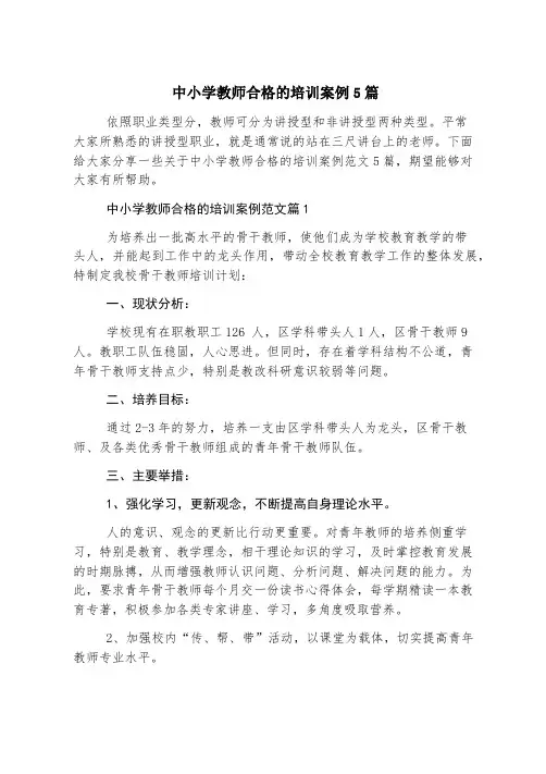 中小学教师合格的培训案例5篇