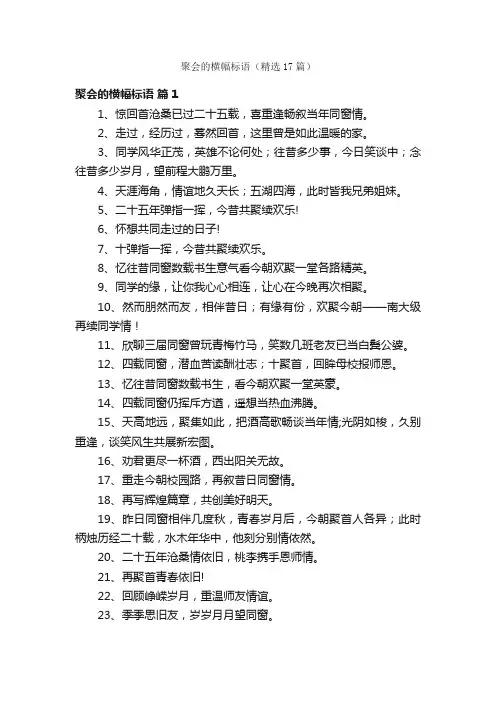 聚会的横幅标语（精选17篇）
