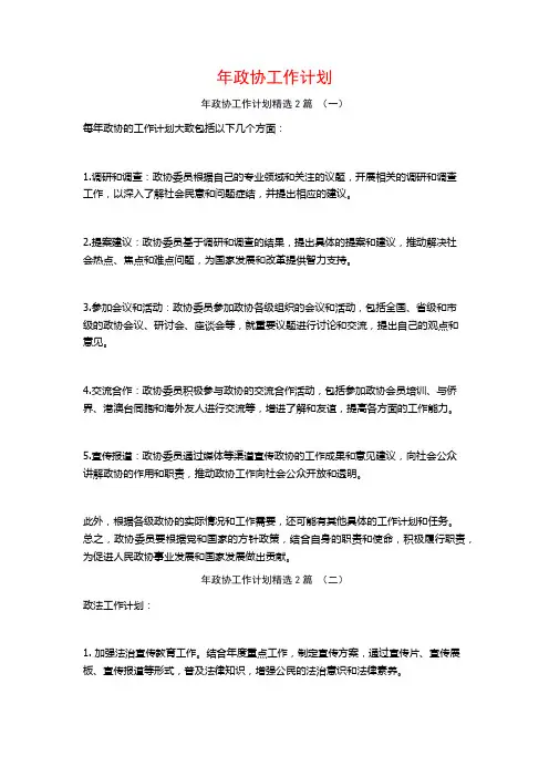 年政协工作计划2篇