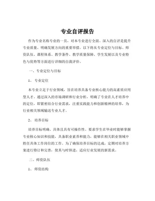 专业自评报告