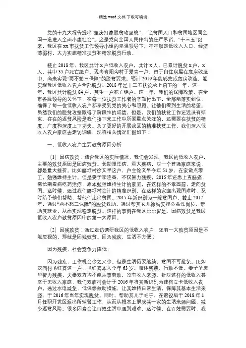 2021年“精准扶贫”工作调研报告