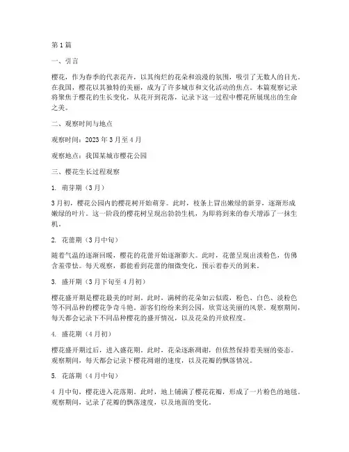 植物观察记录樱花的变化(2篇)