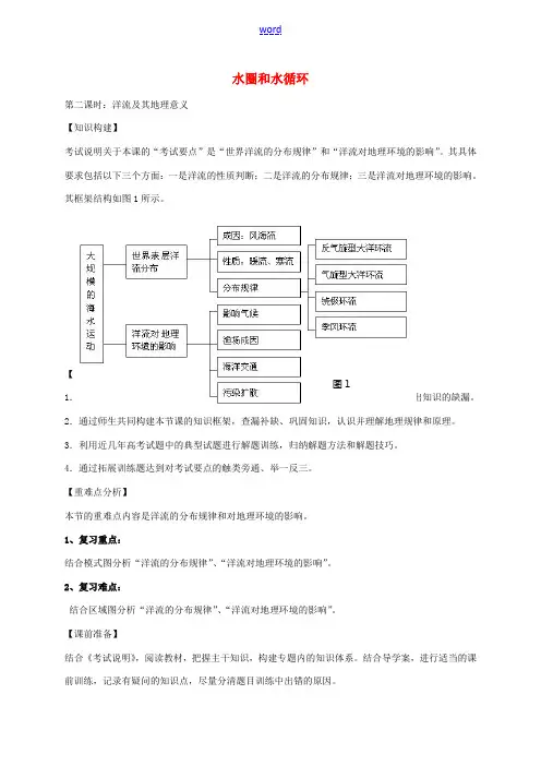 高考地理一轮复习 水圈和水循环(第2课时)教案-人教版高三全册地理教案