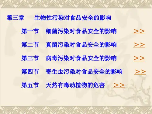 第三章 生物性污染对食品安全的影响讲述