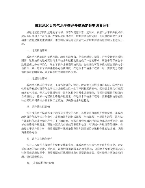 威远地区页岩气水平钻井井壁稳定影响因素分析