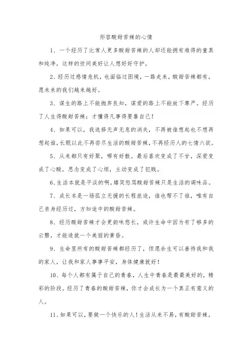 形容酸甜苦辣的心情