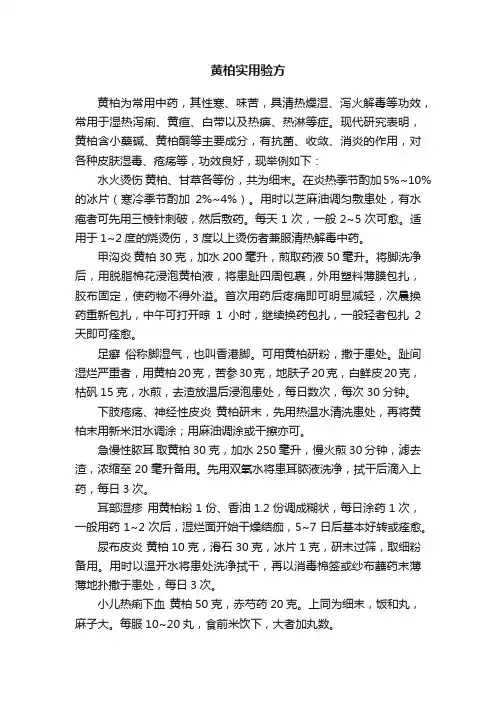 黄柏实用验方