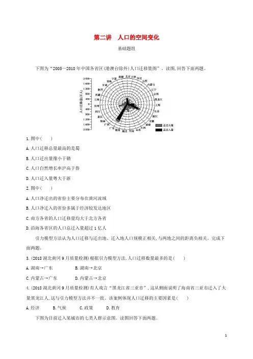 2019届高考地理一轮复习第七单元人口的变化第二讲人口的空间变化练习