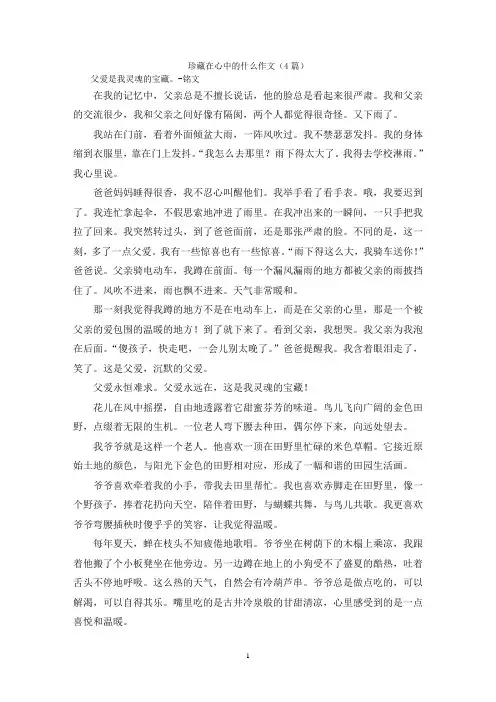 珍藏在心中的什么作文(4篇)