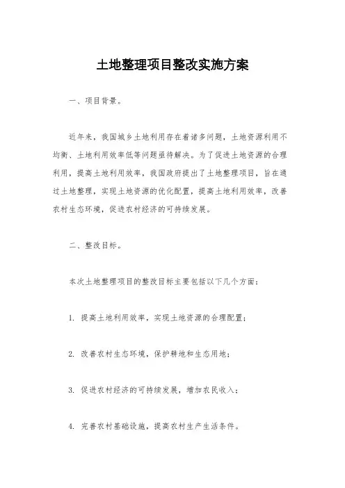 土地整理项目整改实施方案