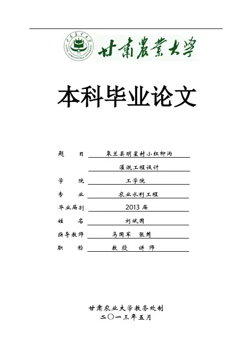 农业水利工程毕业设计完整版