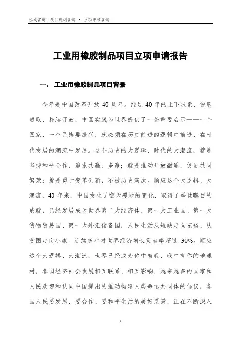 工业用橡胶制品项目立项申请报告