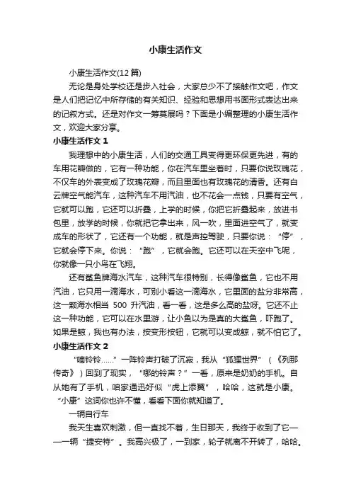 小康生活作文（12篇）