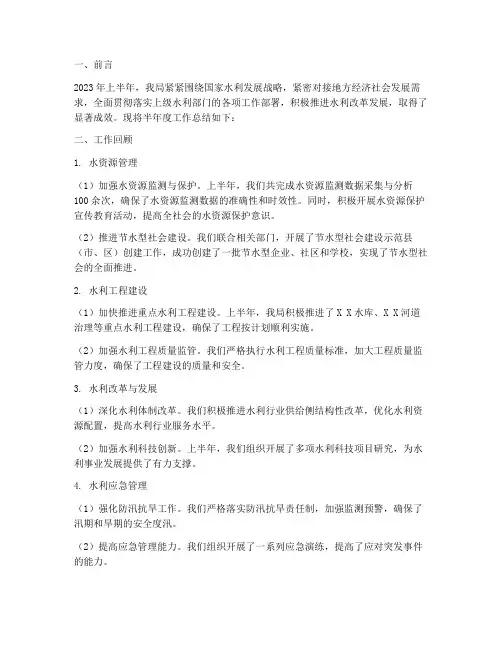 半年度工作总结水利局