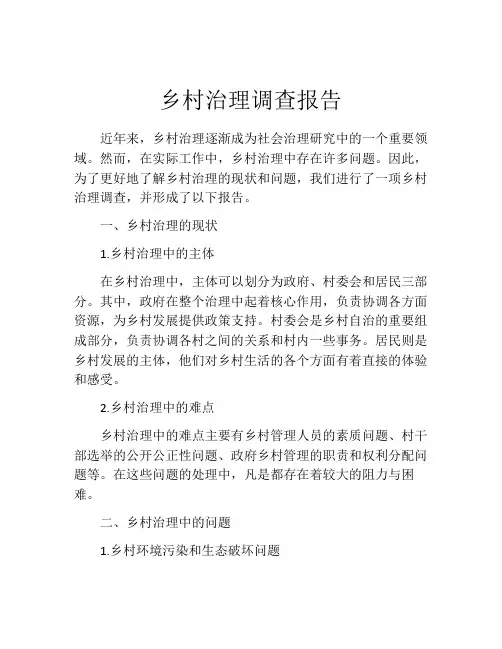 乡村治理调查报告