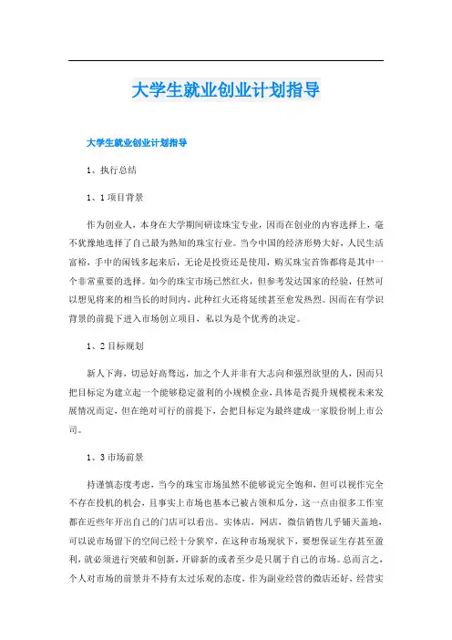 大学生就业创业计划指导