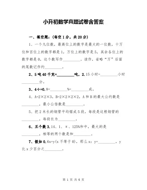 小升初数学真题试卷含答案