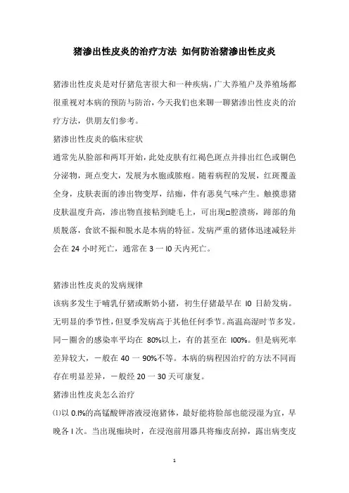猪渗出性皮炎的治疗方法 如何防治猪渗出性皮炎