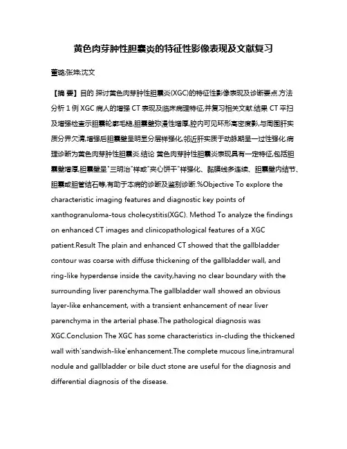 黄色肉芽肿性胆囊炎的特征性影像表现及文献复习