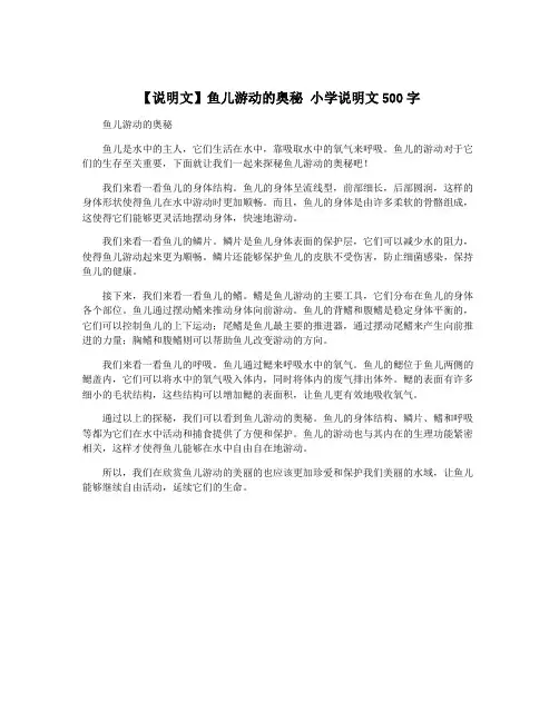 【说明文】鱼儿游动的奥秘 小学说明文500字