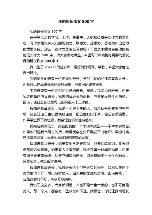 我的班长作文500字