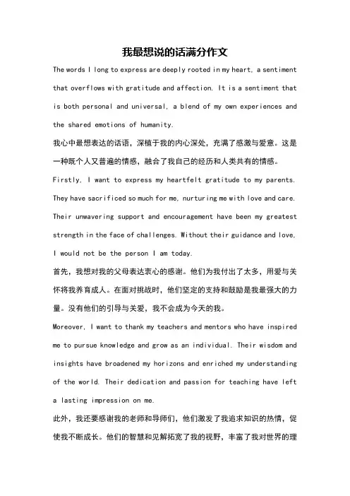 我最想说的话满分作文