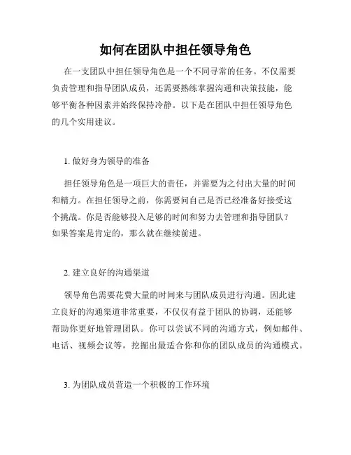 如何在团队中担任领导角色