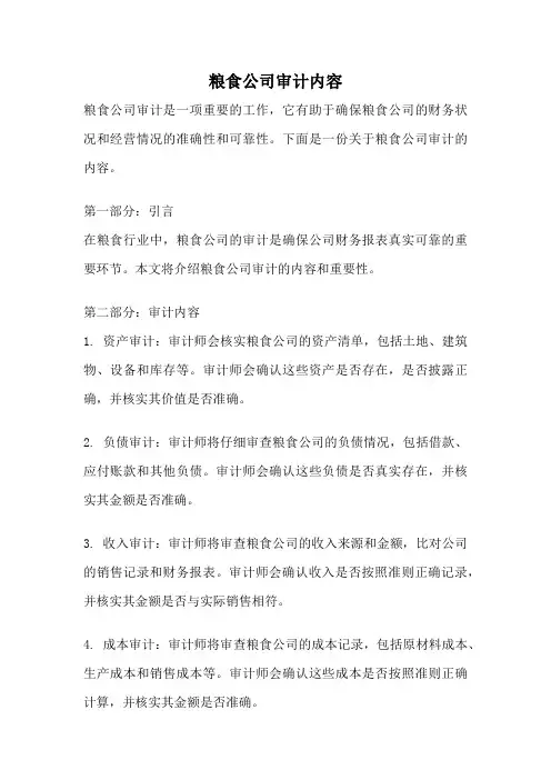 粮食公司审计内容