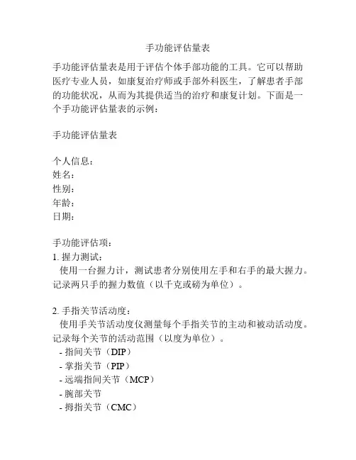 手功能评估量表