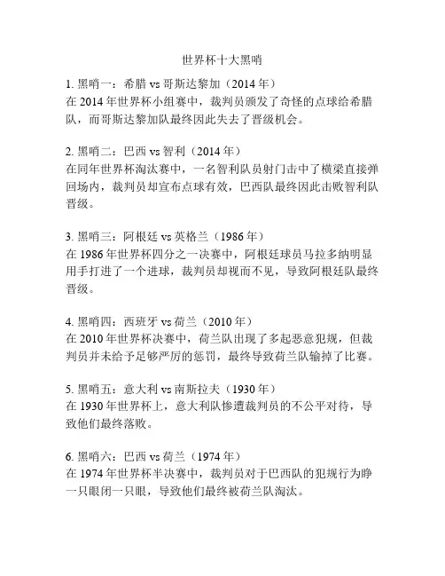 世界杯十大黑哨
