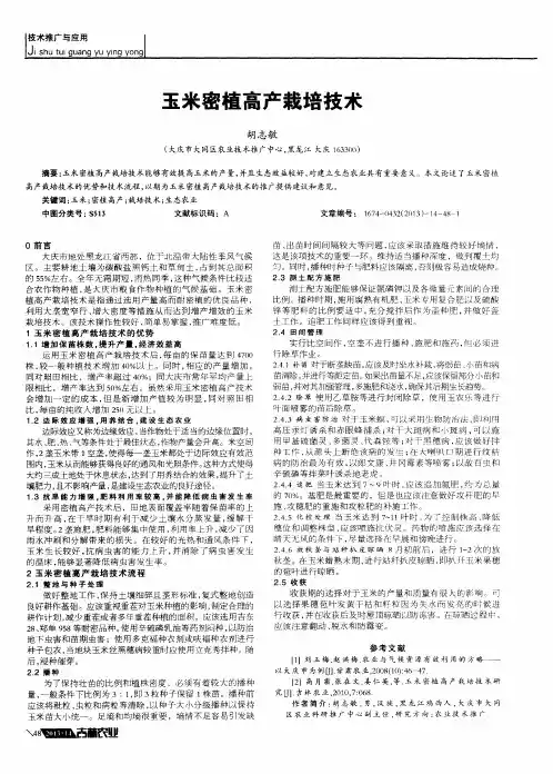 玉米密植高产栽培技术