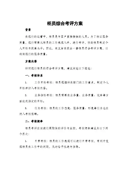 柜员综合考评方案