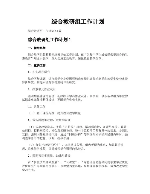 综合教研组工作计划